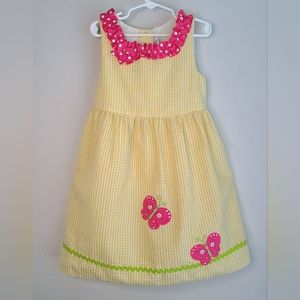 Emily Rose - Girl's Yellow White Gingham Sundress With Butterflies, sz 6